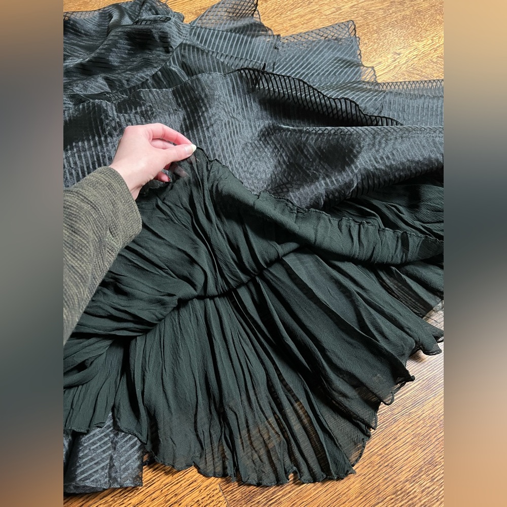 Wednesday Dress, Tiered Ruffled Formal Gown, Tea Length, Goth Prom Dress - Picture 13 of 14